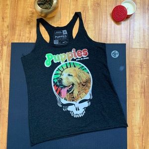 NWOT PUPPIES MAKE ME HAPPY Grateful Dead Tank Top